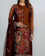 Pure Brown Chiffon Suit (2 Pcs)- Pakistani Chiffon Dress