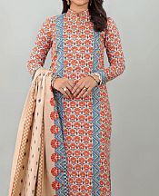 Bright Orange/White Khaddar Suit (2 Pcs)- Pakistani Winter Clothing