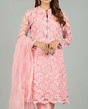 Baby Pink Net Suit (2 Pcs)- Pakistani Designer Chiffon Suit