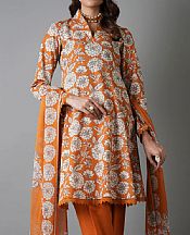Bareeze Orange Khaddar Suit- Pakistani Winter Clothing
