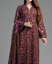 Bareeze Redwood Brown Karandi Suit- Pakistani Winter Clothing