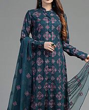 Bareeze Teal Blue Karandi Suit- Pakistani Winter Dress