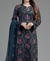 Bareeze Teal Blue Karandi Suit- Pakistani Winter Dress