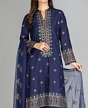Navy Blue Karandi Suit- Pakistani Winter Clothing
