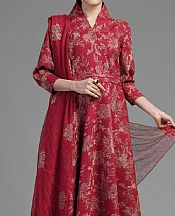 Bareeze Red Karandi Suit- Pakistani Winter Dress