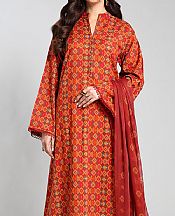 Bareeze Bright Orange Khaddar Suit- Pakistani Winter Clothing