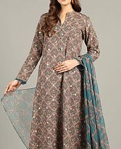 Bareeze Teal/Dark Brown Khaddar Suit- Pakistani Winter Dress