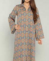 Bareeze Orange/Blue Khaddar Suit- Pakistani Winter Dress