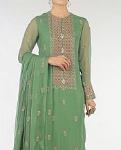 Green Chiffon Suit (2 Pcs)- Pakistani Designer Chiffon Suit