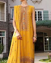 Mustard Chiffon Suit (2 Pcs)- Pakistani Chiffon Dress