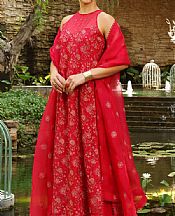 Red Organza Suit (2 Pcs)- Pakistani Chiffon Dress