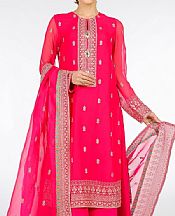Hot Pink Chiffon Self Suit (2 Pcs)- Pakistani Designer Chiffon Suit