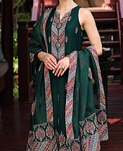 Bareeze Hunter Green Chiffon Self Suit (2 Pcs)- Pakistani Chiffon Dress