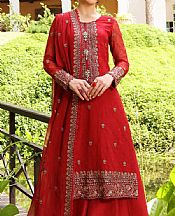 Bareeze Red Chiffon Suit (2 Pcs)- Pakistani Chiffon Dress