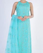 Turquoise Polyester Net Suit (2 Pcs)- Pakistani Chiffon Dress