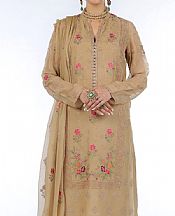 Bareeze Tan Chiffon Suit (2 Pcs)- Pakistani Designer Chiffon Suit