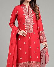 Bareeze Red Karandi Suit- Pakistani Winter Dress