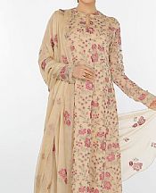Cream Chiffon Suit (2 Pcs)- Pakistani Chiffon Dress