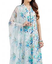 Bareeze Turquoise/White Lawn Suit- Pakistani Lawn Dress