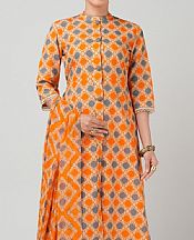 Bareeze Grey/Orange Khaddar Suit- Pakistani Winter Clothing