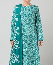 Bareeze Teal/Off White Khaddar Suit- Pakistani Winter Clothing