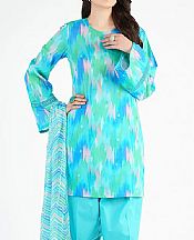 Bareeze Blue/Green Lawn Suit- Pakistani Designer Lawn Suits