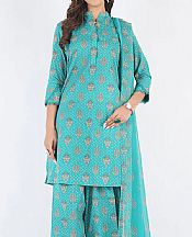 Bareeze Turquoise Cambric Suit- Pakistani Winter Dress