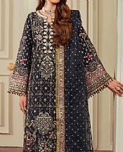 Baroque Navy Blue Raw Silk Suit- Pakistani Designer Chiffon Suit