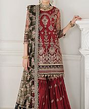 Baroque Scarlet Net Suit- Pakistani Chiffon Dress