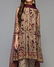Baroque Beige Net Suit- Pakistani Designer Chiffon Suit