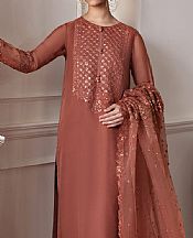 Baroque Orange Salmon Chiffon Suit- Pakistani Designer Chiffon Suit