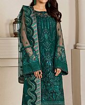 Baroque Bottle Green Net Suit- Pakistani Chiffon Dress