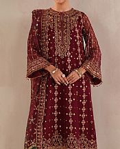 Baroque Maroon Chiffon Suit- Pakistani Designer Chiffon Suit