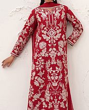 Baroque Red Raw Silk Suit- Pakistani Designer Chiffon Suit