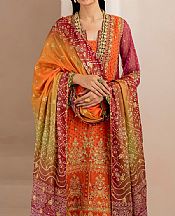 Baroque Bright Orange Chiffon Suit- Pakistani Chiffon Dress