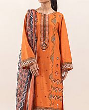Beechtree Halloween Orange Lawn Suit (2 pcs)- Pakistani Designer Lawn Suits