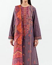 Mauve/Orange Cambric Suit- Pakistani Winter Dress