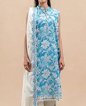 Beechtree Turquoise/Off White Lawn Suit- Pakistani Lawn Dress