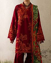Bin Ilyas Wine Red Khaddar Suit- Pakistani Winter Dress