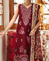 Bin Ilyas Maroon Lawn Suit- Pakistani Lawn Dress