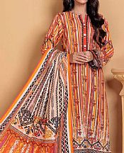 Orange/White Khaddar Suit (2 Pcs)- Pakistani Winter Dress