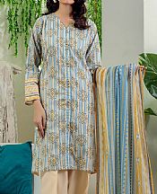 Cream/Light Turquoise Lawn Suit- Pakistani Designer Lawn Dress