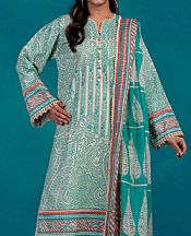 Bonanza Off White/Sea Green Lawn Suit (2 pcs)- Pakistani Designer Lawn Suits