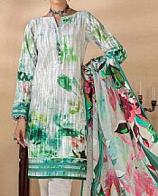 Off-white/Green Khaddar Suit- Pakistani Winter Clothing