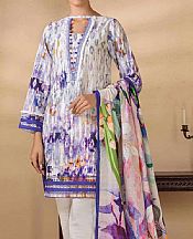 Off-white/Indigo Khaddar Suit- Pakistani Winter Dress