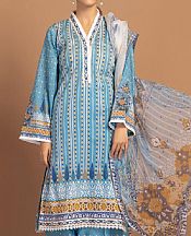 Bonanza Moonstone Blue Cambric Suit- Pakistani Designer Lawn Suits