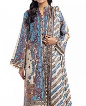 Bonanza Blue/Ivory Lawn Suit- Pakistani Designer Lawn Suits