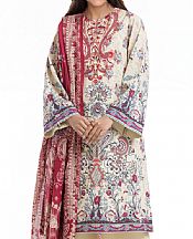 Bonanza Cream Lawn Suit- Pakistani Designer Lawn Suits