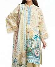 Bonanza Cream Lawn Suit- Pakistani Designer Lawn Suits