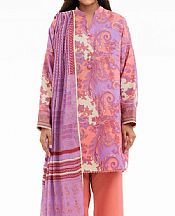 Bonanza Coral Pink/Lavender Lawn Suit- Pakistani Designer Lawn Suits